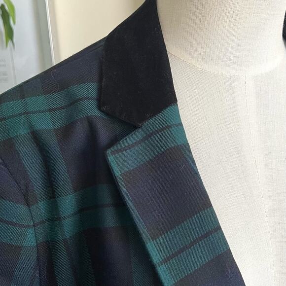 Talbots Womens Dashing Tartan Plaid Wool Blend Holiday Work Blazer Sz 14 - Picture 5 of 11